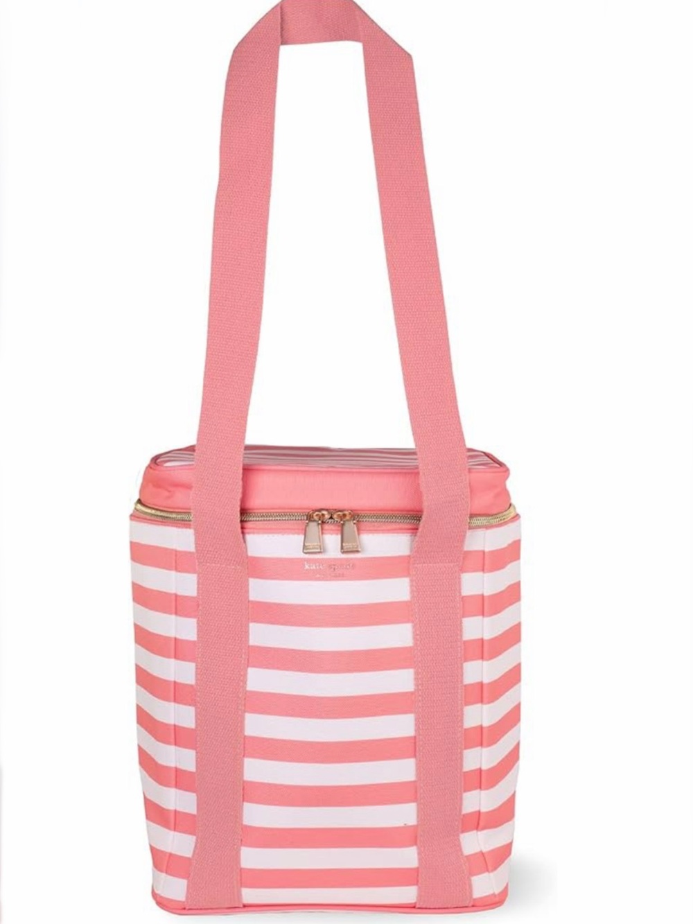Kate Spade New York Pink Wine Cooler 4-Bottle Wine Tote Terrace Stripe